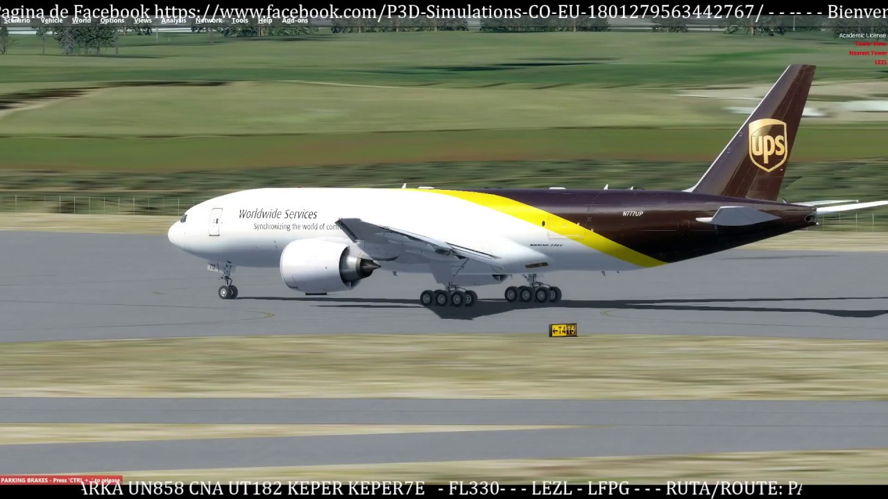 P3D - IVAO - CARGO TOUR IFR 2017 SPAIN - 19TH LEG - LEZL - LFPG - PMDG 777 UPS - HD
