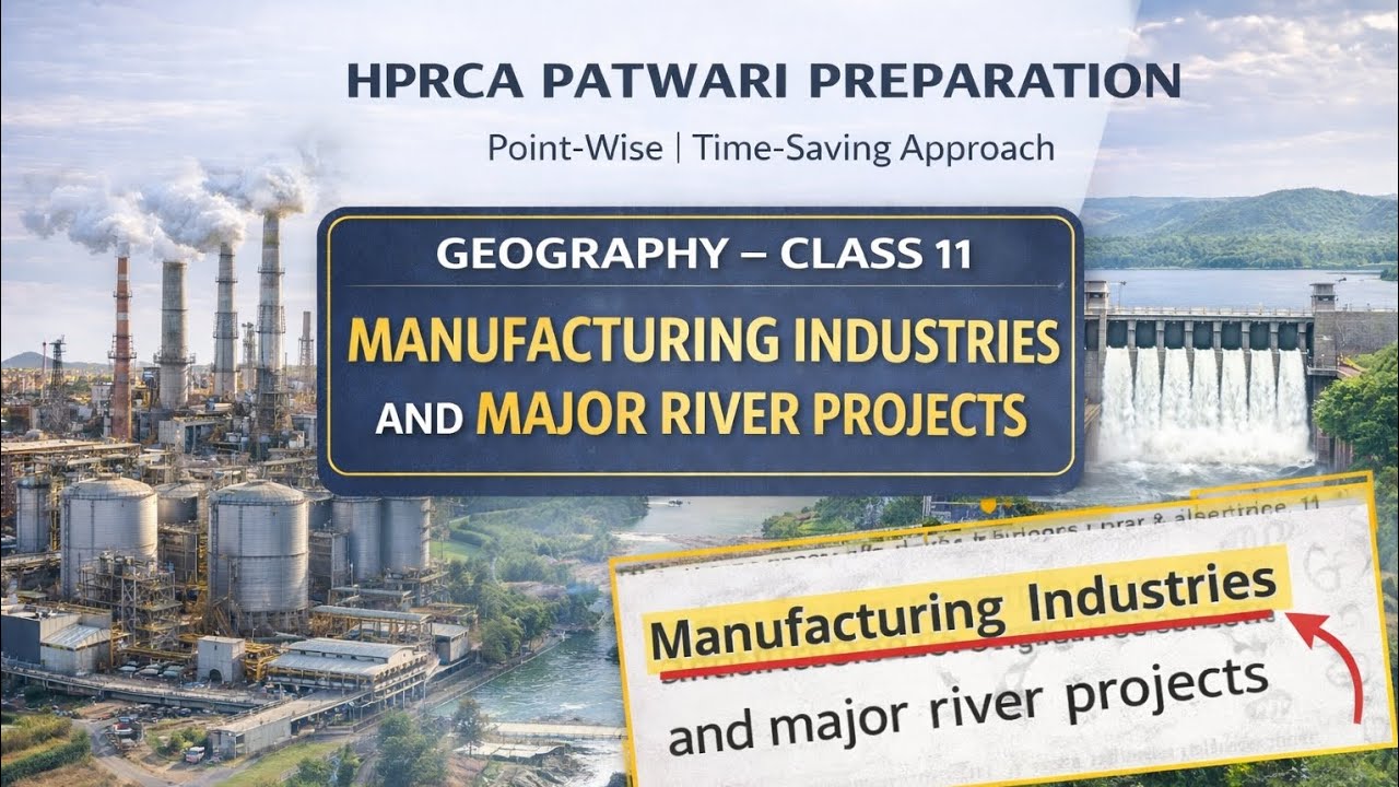 Manufacturing Industries & Major River Projects | HPRCA Patwari Geography Class 11 | Syllabus Based