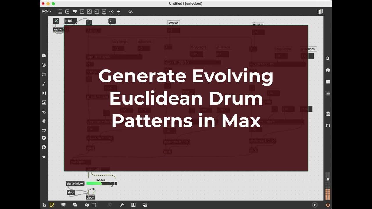 Evolving Euclidean Rhythm Drum Patterns with Max MSP