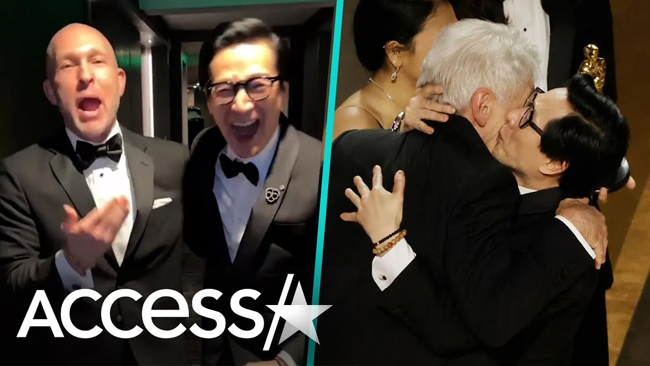 Ke Huy Quan REUNITES w/ Harrison Ford & ‘Goonies’ Co-star Jeff Cohen at Oscars
