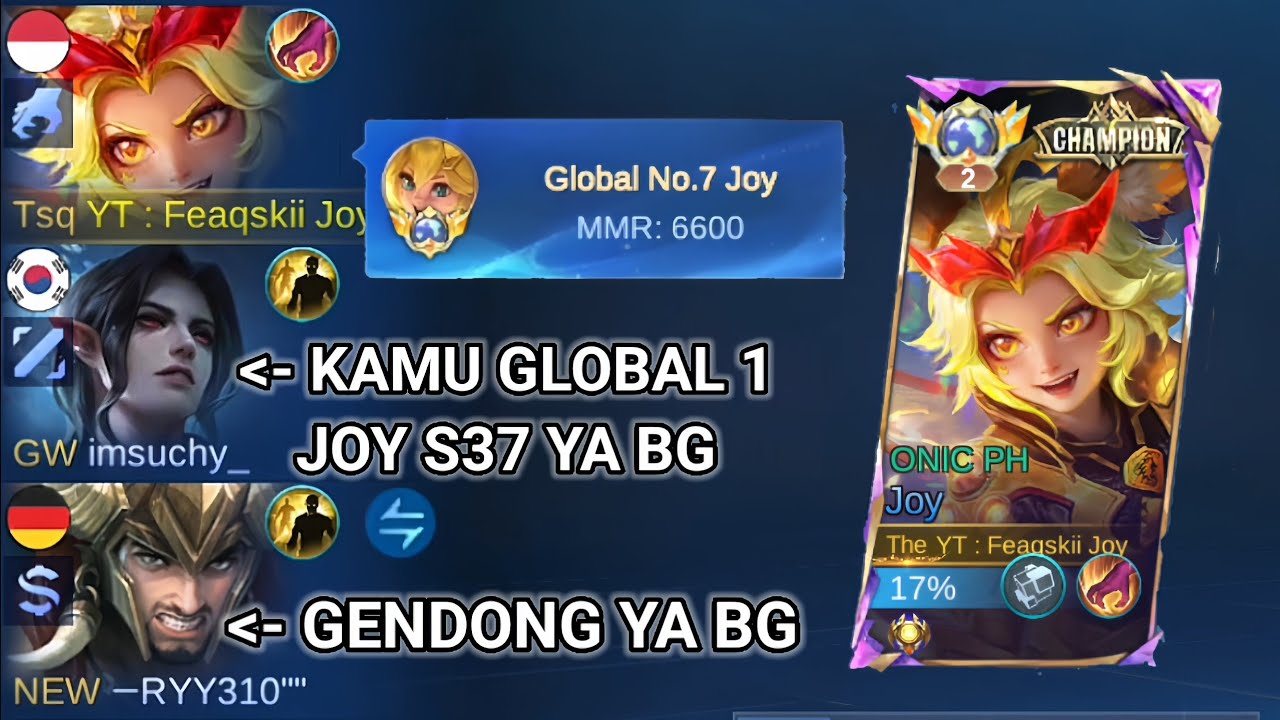 GUA SOLO RANK DETIK-DETIK IMORTAL! GLOBAL 1 JOY