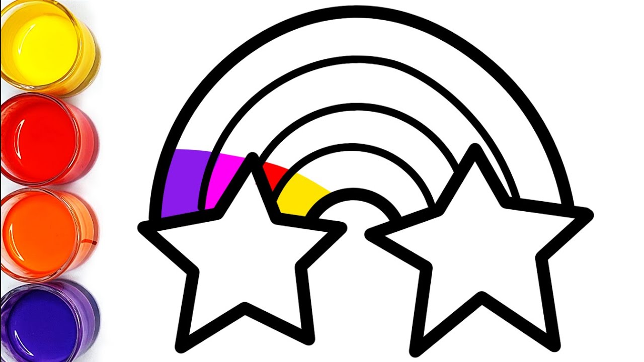 Glitter Rainbow Star Coloring And Drawing For Kids, Draw With Mino