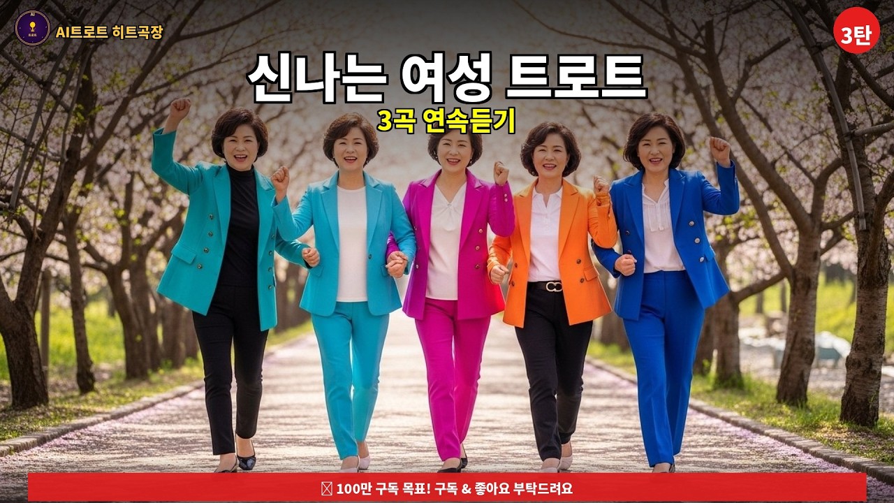 [AI트로트] 신나는 여성 트로트 3곡 💃 나 좀 멋있지 · 시장 가는 길 · 딸에게 배웠다 | AI트로트 히트곡장 [연속듣기]