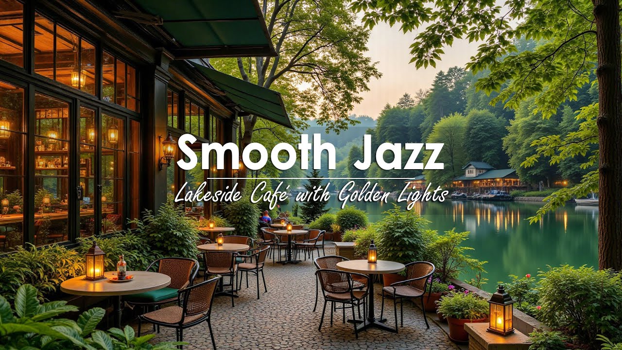 Lakeside Café with Golden Lights | Smooth Jazz Relax – Relaxing Jazz Instrumentals for Calm Nights