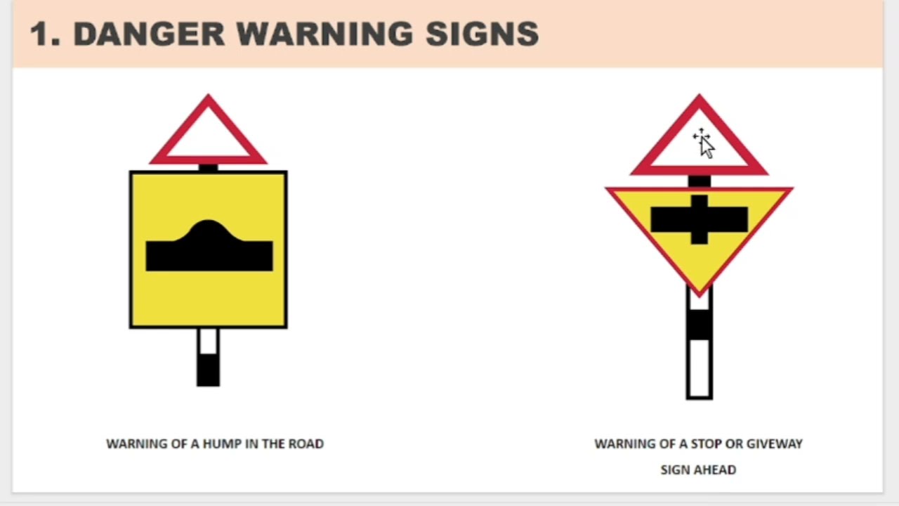 5 CLASSES OF ROAD TRAFFIC SIGNS AND SIGNALS | DANGER WARNINGS SIGNS