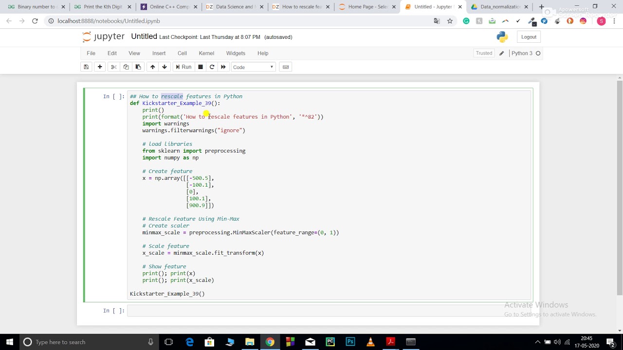 Rescaling the features in Python