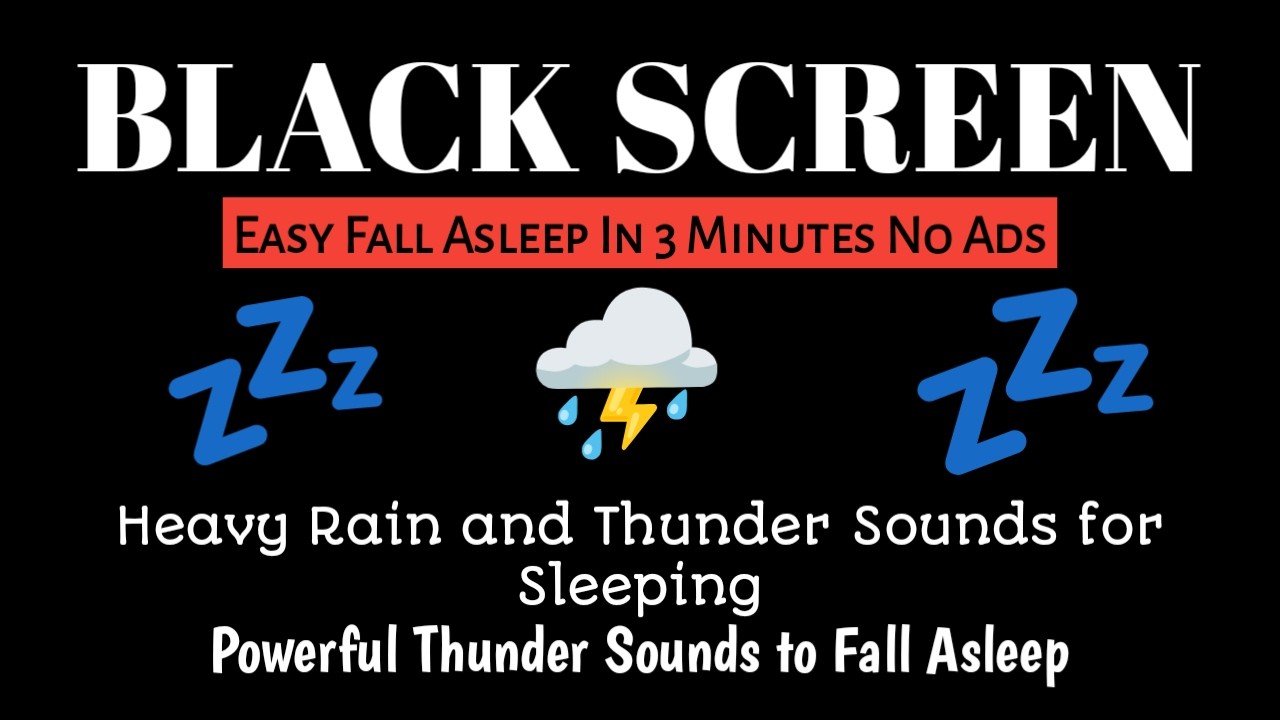 🔴 LIVE Rain and Thunder Sounds for Sleeping 🌧️⚡ Black Screen Storm Ambience | Deep Sleep