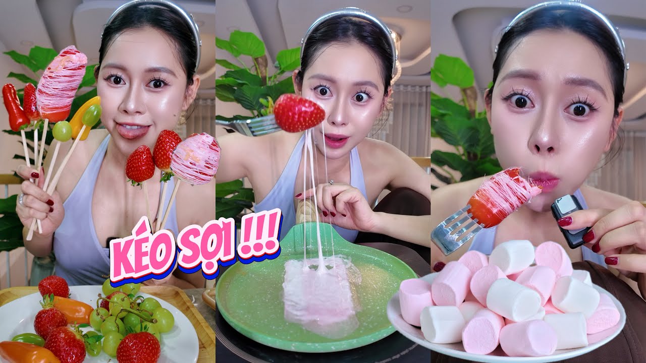Trái Cây Kéo Sợi Bằng Kẹo Marshmallow !!
