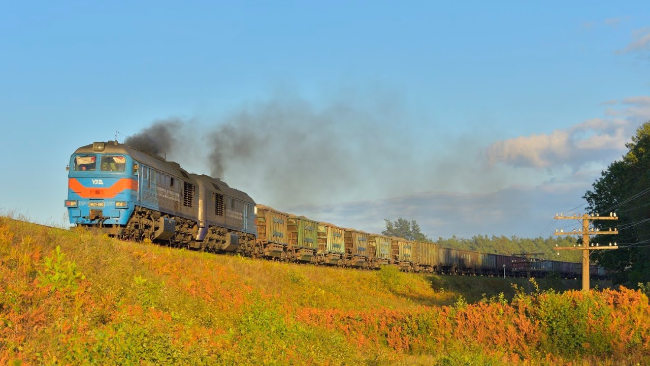 Вереснева природа 🍁 2М62У-0060 з вантажним поїздом