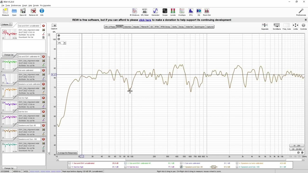 Room EQ Wizard (REW) Tutorial German - Pegelanpassung & Phasenlage für Subwoofer mit Bass Management