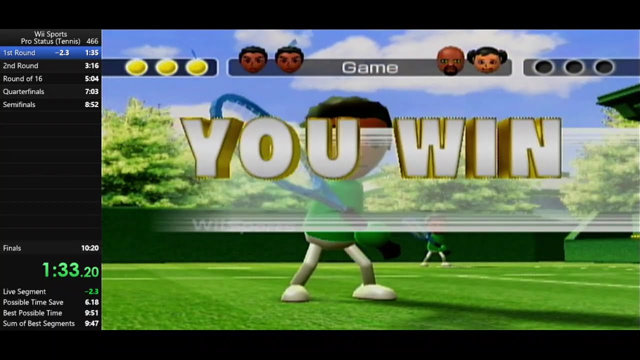 Wii Sports Tennis Pro Run In 10:20 [Former World Record]