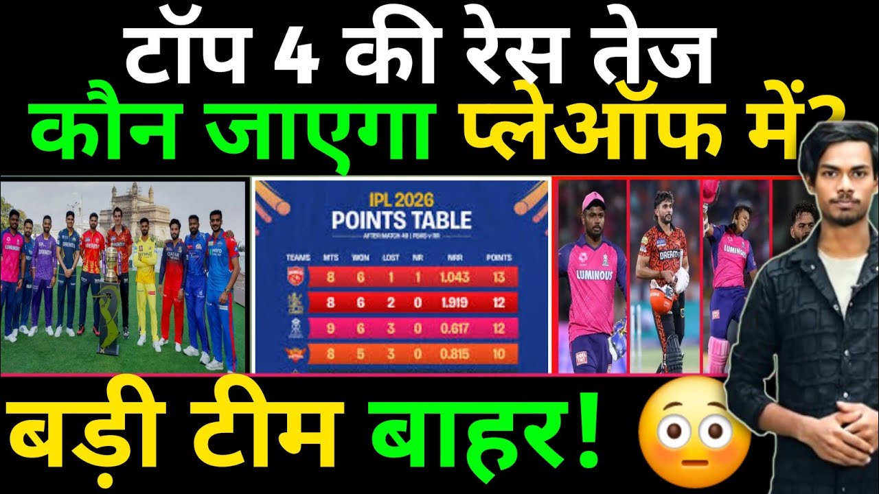 IPL 2026 Playoff Race 🔥 CSK Comeback, MI in Trouble | Top 4 Teams & Points Table Update