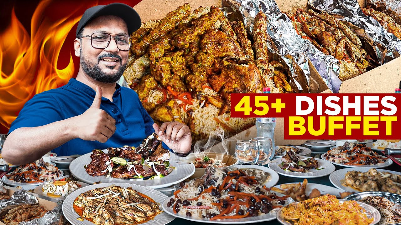 45+ Dishes at Shiraz Ronaq Lunch Buffet | Fried Chanp, Fish, Pulao Chapli Kabab, Best Pakistani Food