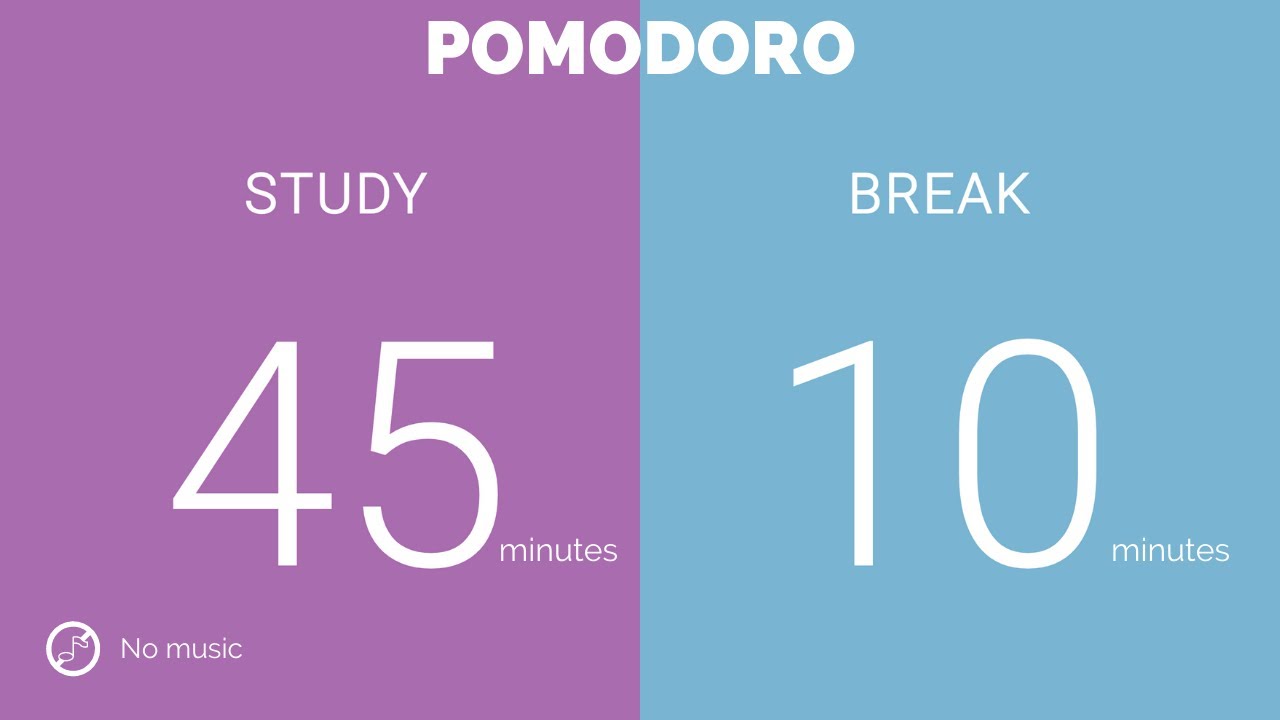 45 / 10  Pomodoro Timer || No music - Study for dreams - Deep focus - Study timer