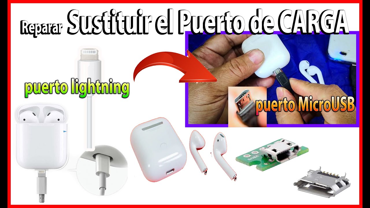 Airpods TWS | 🔴Auriculares BLUETOOTH | 💥CAMBIAR PUERTO LIGHTNINNG POR PUERTO MICROUSB