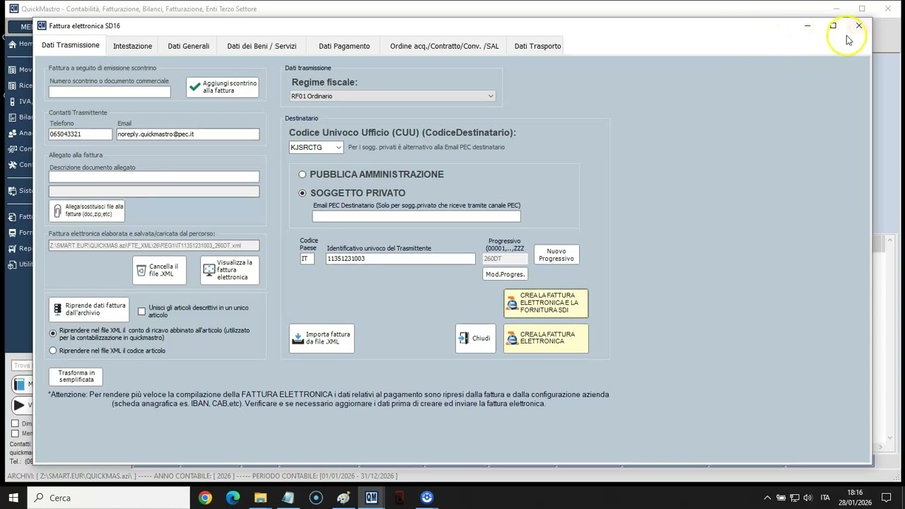 Fattura Elettronica con il software QuickMastro: Creazione, importazioni e contabilizzazione.
