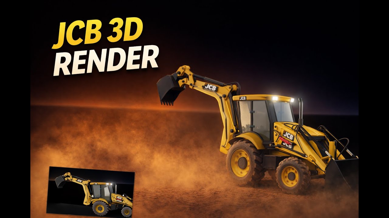 JCB Loader Working Animation | Blender 3d JCB #3DJCB JCB Machine Cinematic  3D Model jcb cartoon