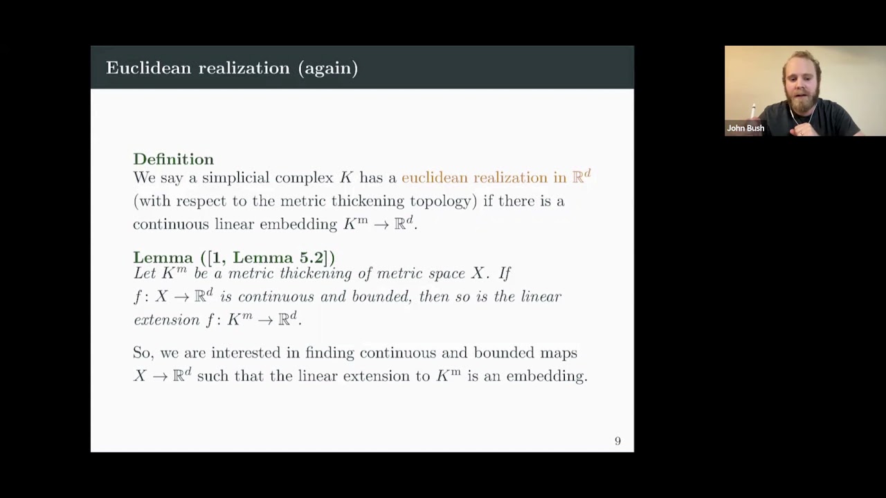 Johnathan Bush (11/5/21): Maps of Čech and Vietoris–Rips complexes into euclidean spaces