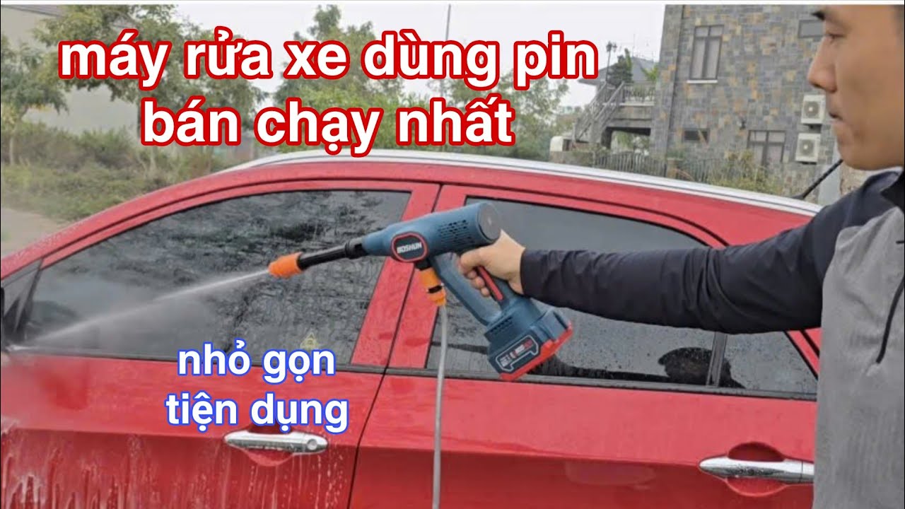 Máy rửa xe pin - máy rửa xe dùng pin boshun bán chạy nhất nhỏ gọn tiện dụng