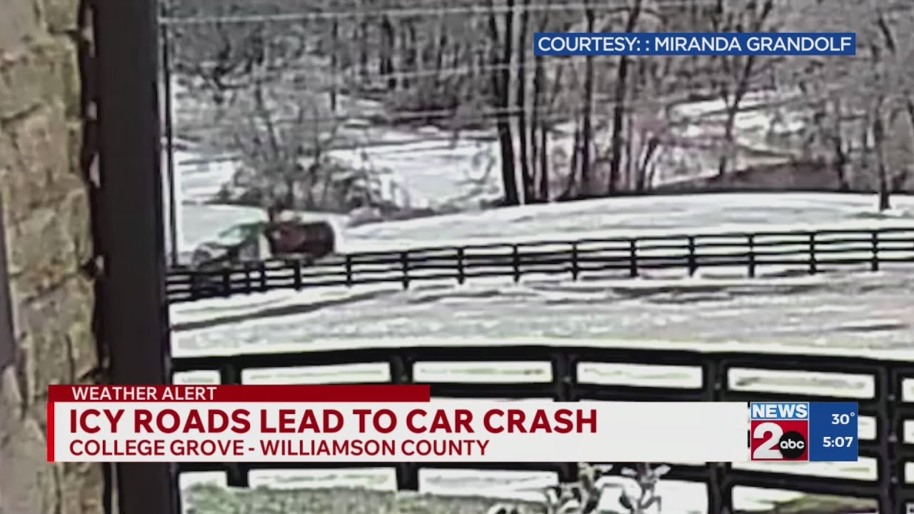 Icy roads lead to car crash in College Grove, TN