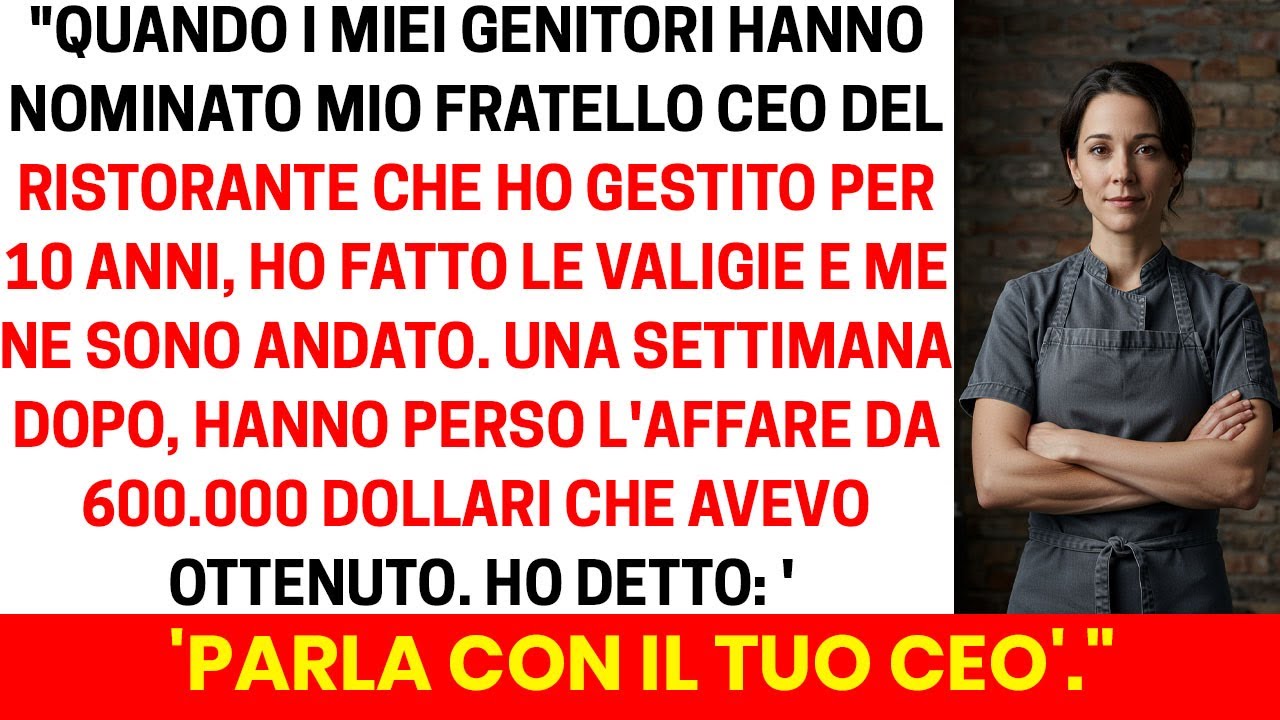 Sono stato escluso come CEO a favore di mio fratello. Ho mollato…e il loro errore è costato 600.000$