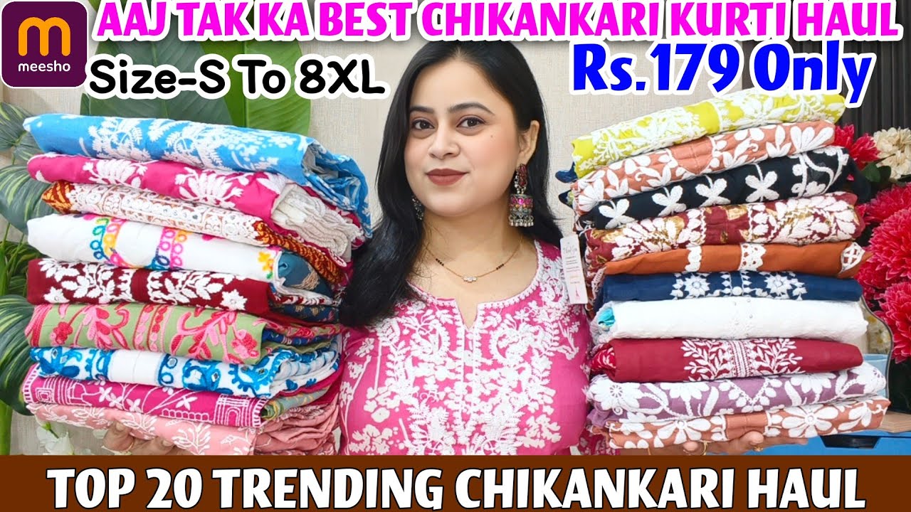 💞Meesho Chikankari Kurta Dupatta Set Haul Starting Rs.179💞TOP 20 TRENDING CHIKANKARI HAUL💞 #meesho