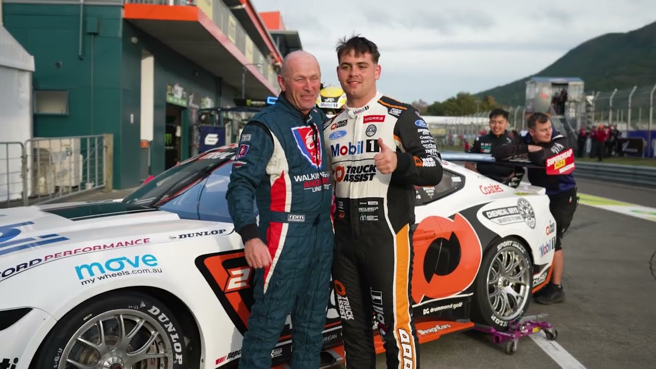 Ryan Wood takes his Dad for a hot lap in a Mustang GT Gen 3 Supercar