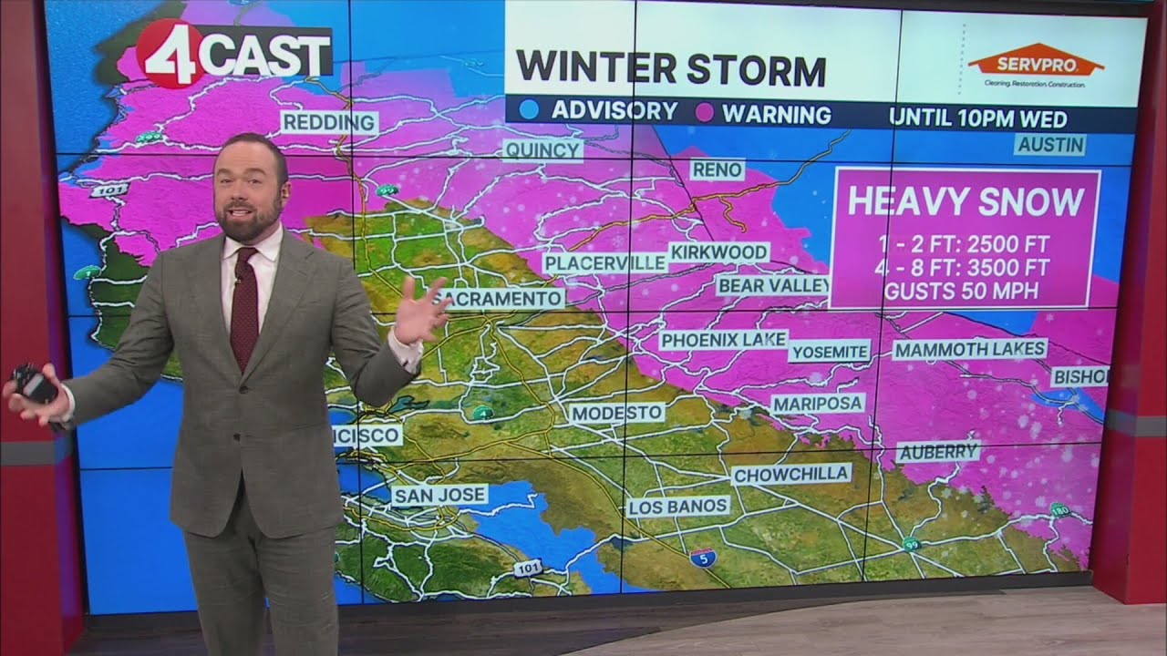 Brunt of storms dumping feet of snow on Sierra Nevada mountains