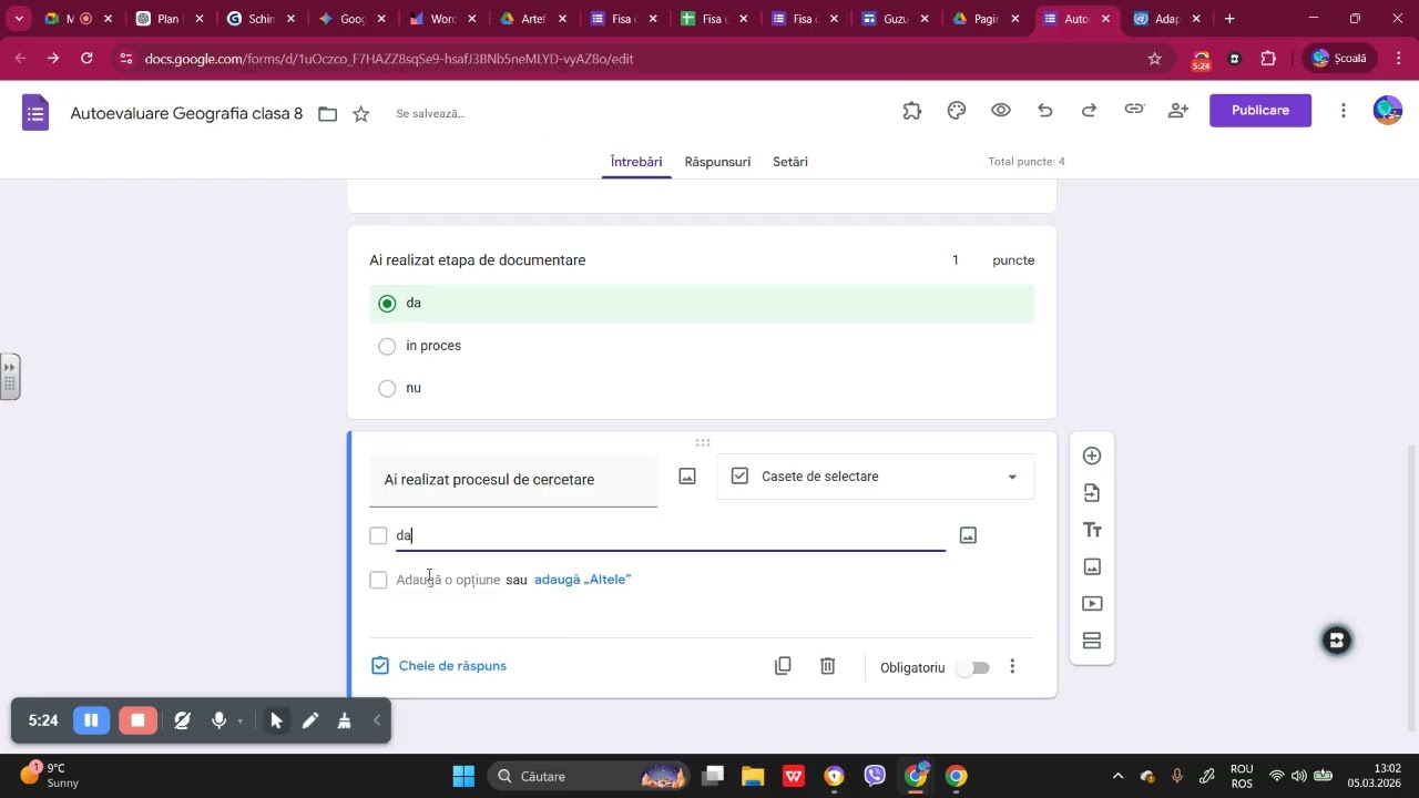 Creare Google Forms