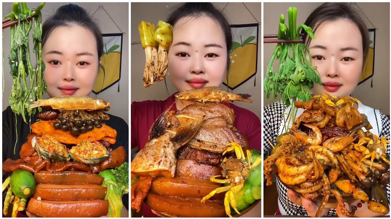 Mukbang#13 :Eat belly pork, 😋😋 Fried skewers. Noodles 🍜🍜#belly #mukbang #yummyfood