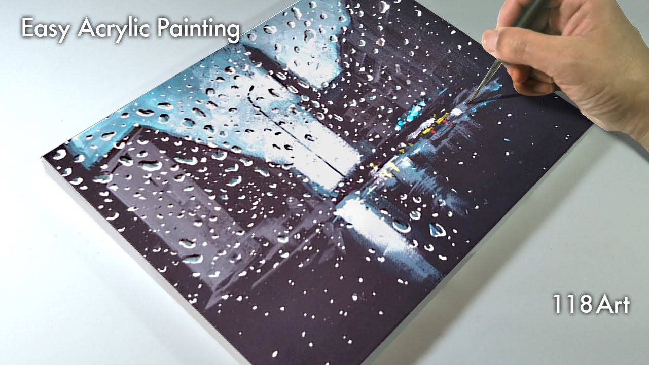 ”雨の日の車窓”　雨粒の描き方