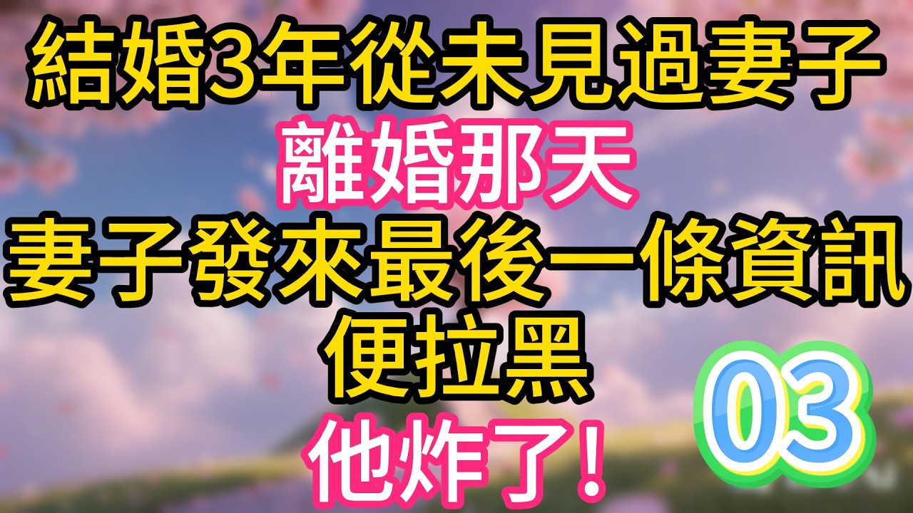第三集：結婚3年從未見過妻子，離婚那天，妻子發來最後一條資訊便拉黑，他炸了!