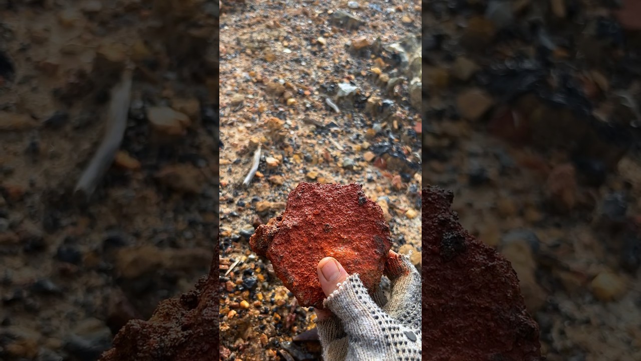 Searching for unique natural stones and gemstones at gold mining 