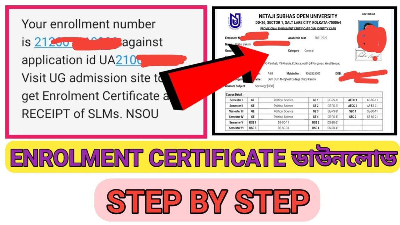 UG Enrolment Certificate Download Step by Step Full Process  || nsou || Netaji Coaching Centre