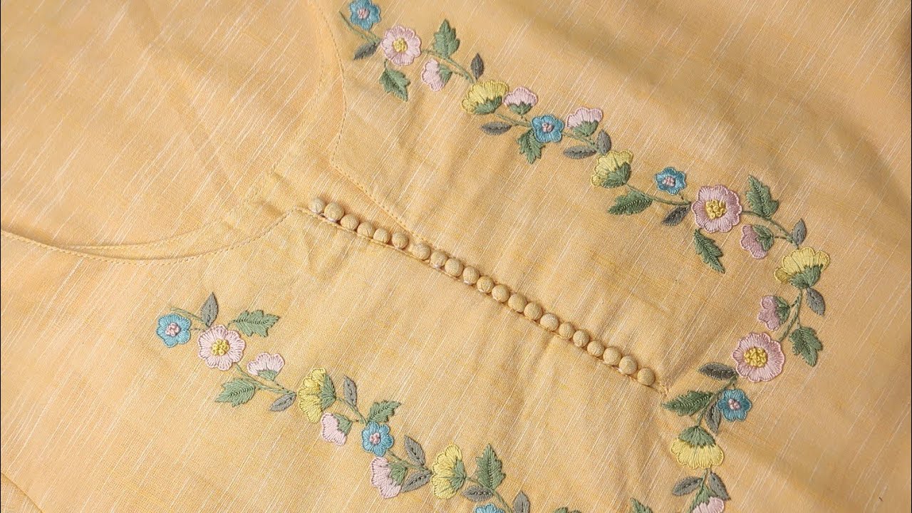 Hand Embroidery Design For Kurthi 