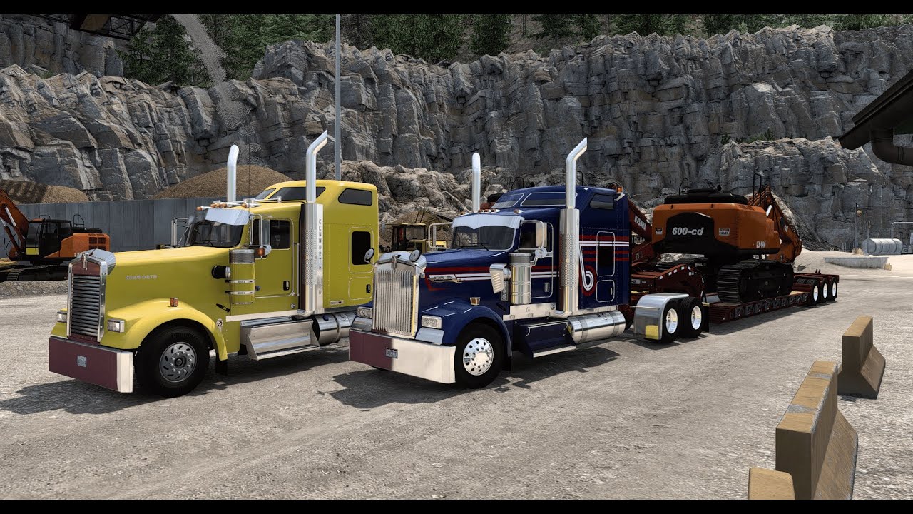 Transporting a 70 Ton Excavator through the hills of Colorado - American Truck Simulator Convoy