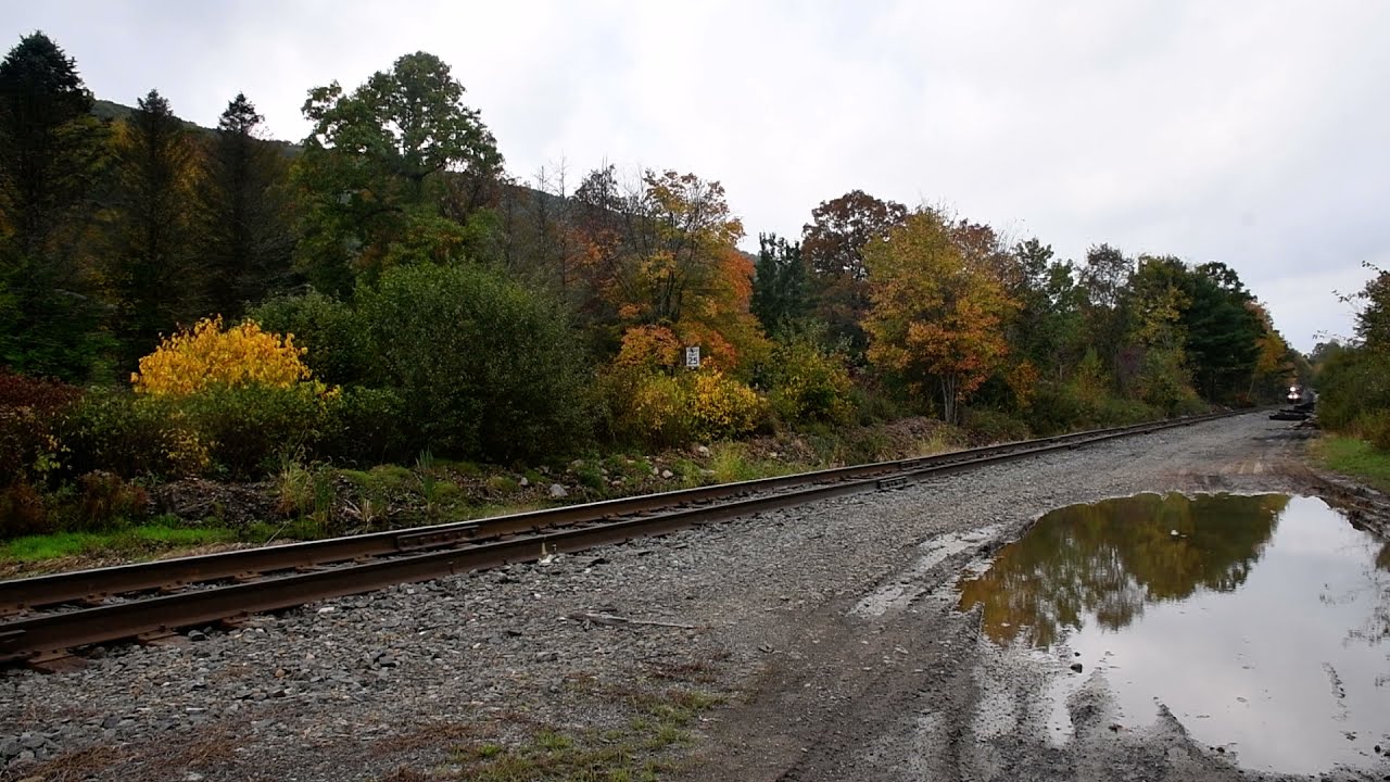 RBMN 270 with OSJT at Industrial Road crossing, Hauto, PA 10 16 2021