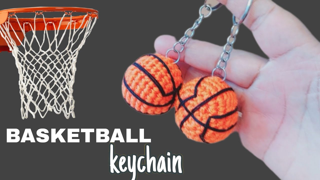 مشروع كروشيه سريع: ميدالية  مفاتيح كروشيه كرة السلة سهل للمبتدئين/basketball crochet keychain