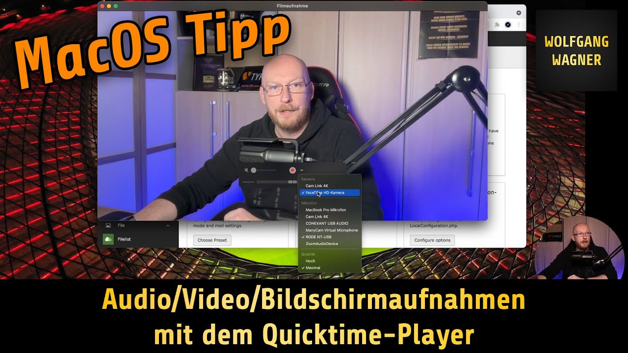 Audio / Video / Bildschirmaufnahmen mit dem Quicktime-Player -  ein Tipp f&uuml;r MacOS User