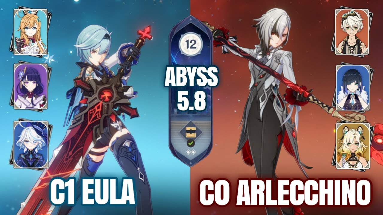 C1 Eula Physical & C0 Arlecchino Vaporize | Spiral Abyss 5.8 Floor 12 | Genshin Impact