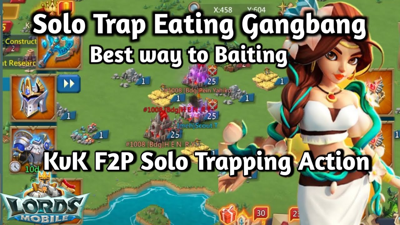 Lords Mobile - F2P Solo Trap Eating Gangbang | Best way to Baiting solo trap | KvK Action