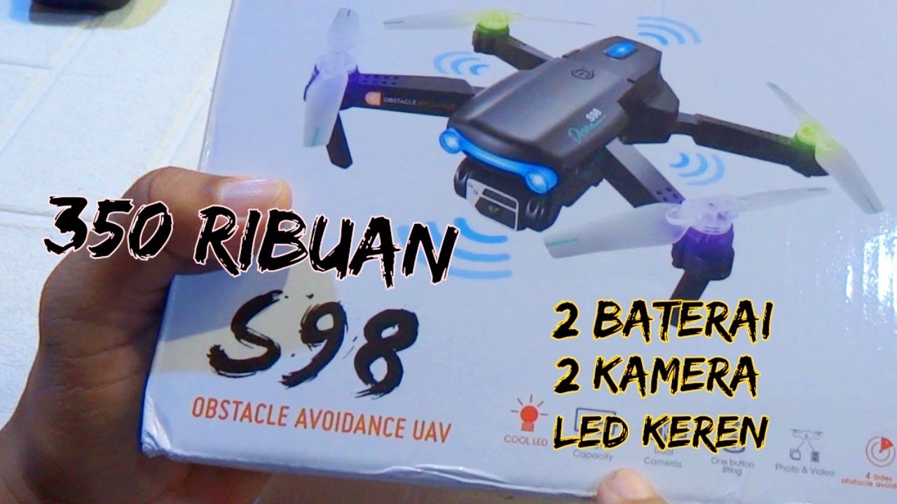 Unboxing Drone S98 350 ribuan 2 baterai lampu led keren