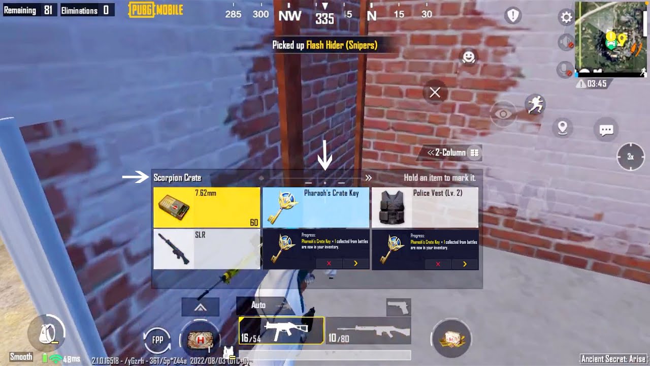 Pharaoh's Crate Key Location In PUBG Mobile