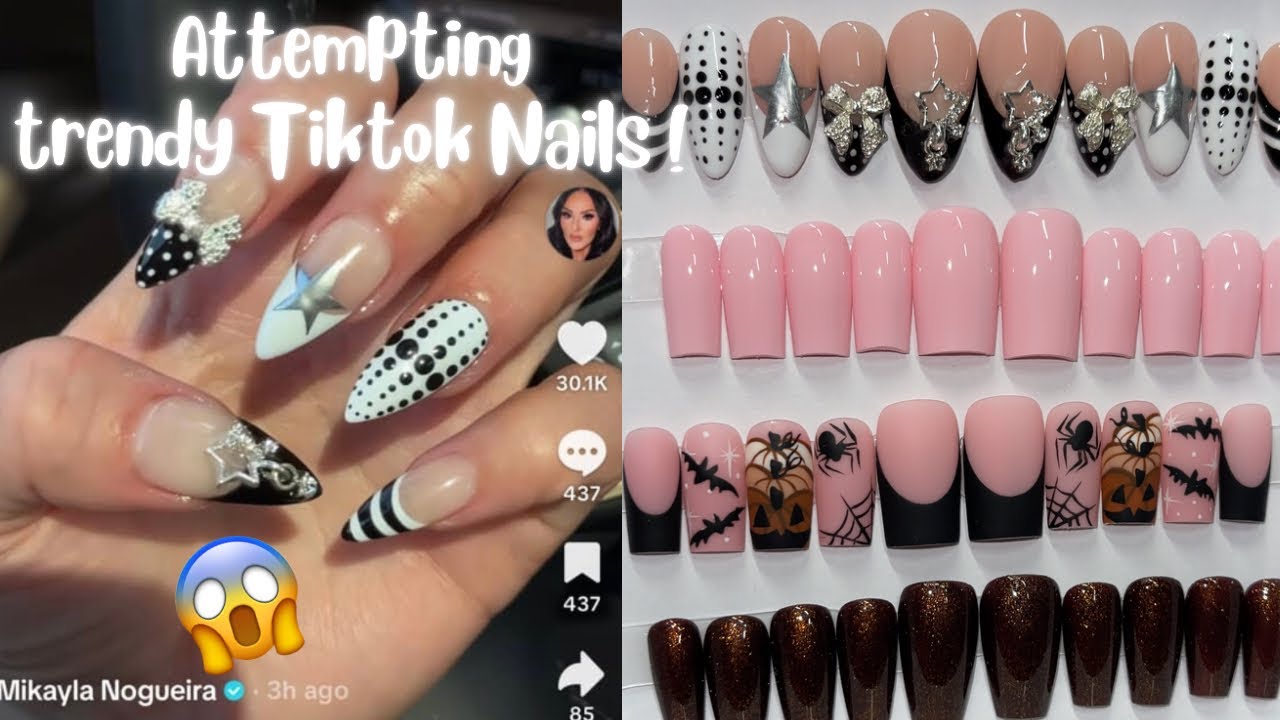 TRENDY TIKTOK PRESS-ON NAILS ! 🖤