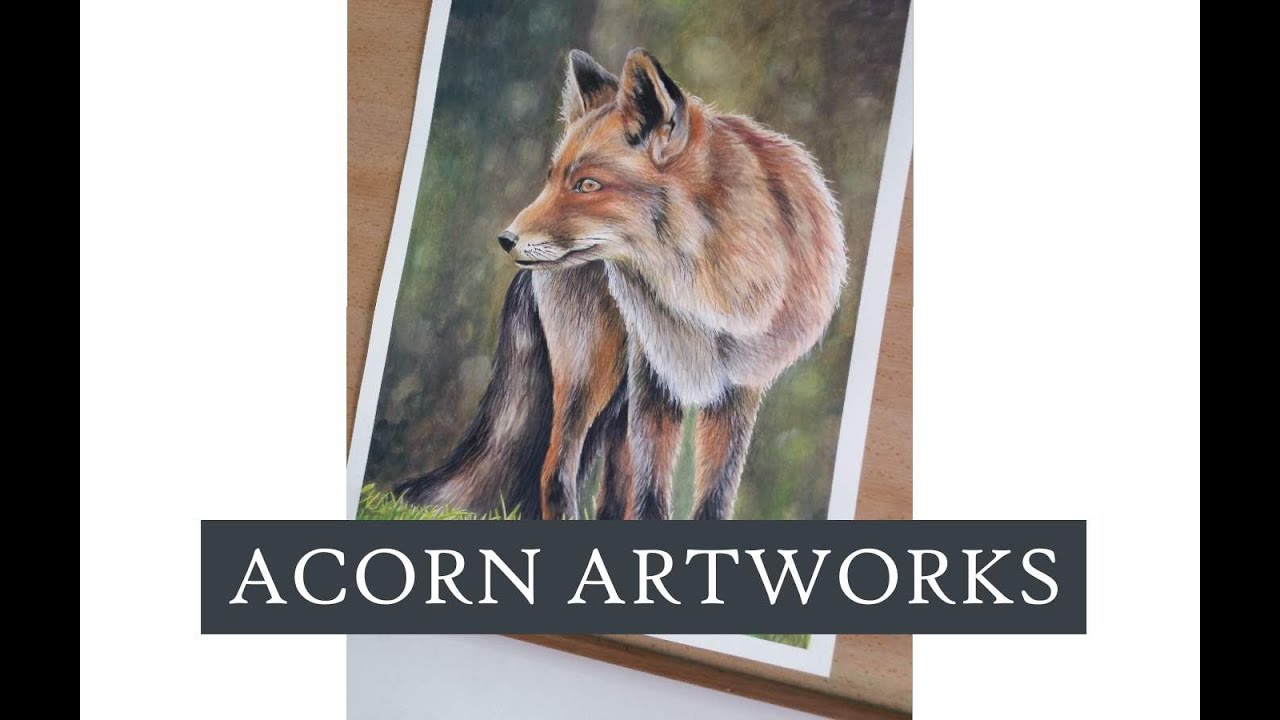 Acorn Artworks - Time lapse fox painting tutorial - Inktense