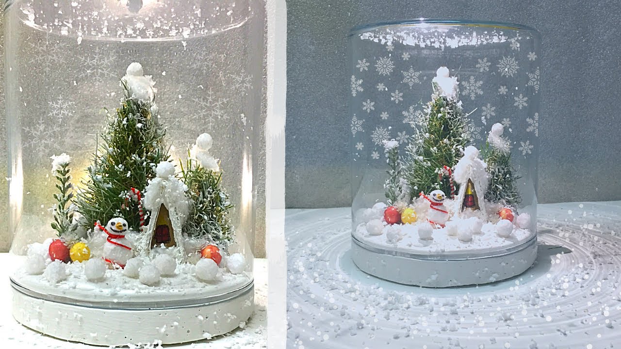 How to make Christmas Waterless Snow Globe | DIY Easy Xmas Decor