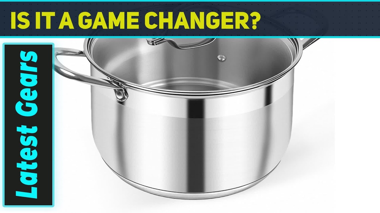 Kirecoo 8 Quart Stainless Steel Stock Pot Best Heavy Duty Induction Cooking Pot with Lid