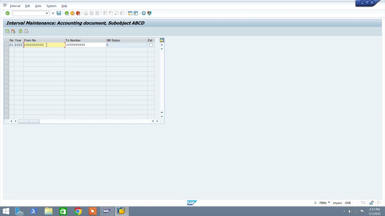 Define number ranges and document types in SAP