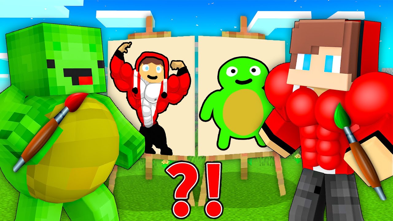 Mikey Fat vs JJ Strong SPEED DRAWING Battle in Minecraft - Maizen