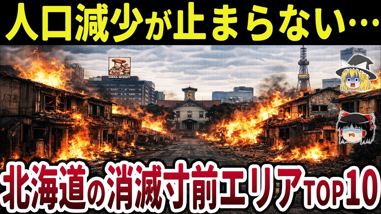 【消滅寸前】【日本地理】20年後には消滅？！北海道の人口減少しすぎて消えそうな市町村ランキングTOP10【ゆっくり解説】
